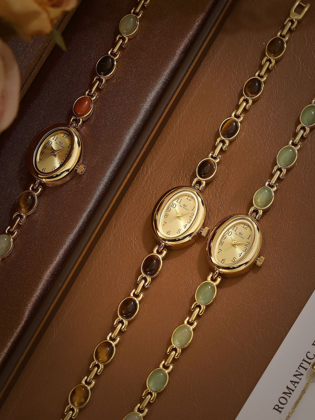 Sophisticated Oval Dial Stone Quartz Watch