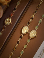 Sophisticated Oval Dial Stone Quartz Watch