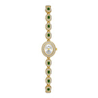 Oval gemstone crystal link watch gold green