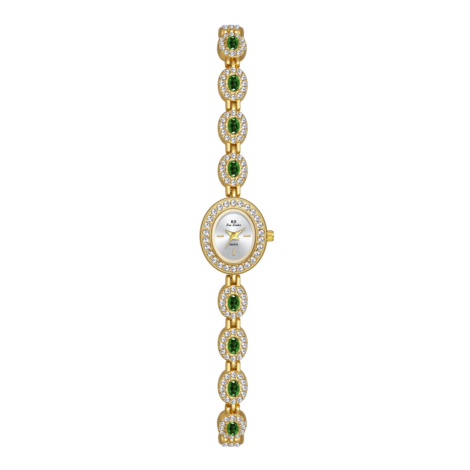 Oval Gemstone Crystal Link Bracelet Watch