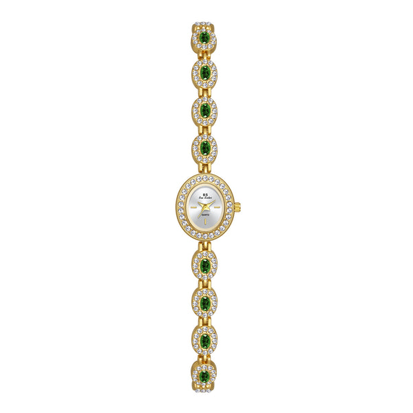 Oval Gemstone Crystal Link Bracelet Watch