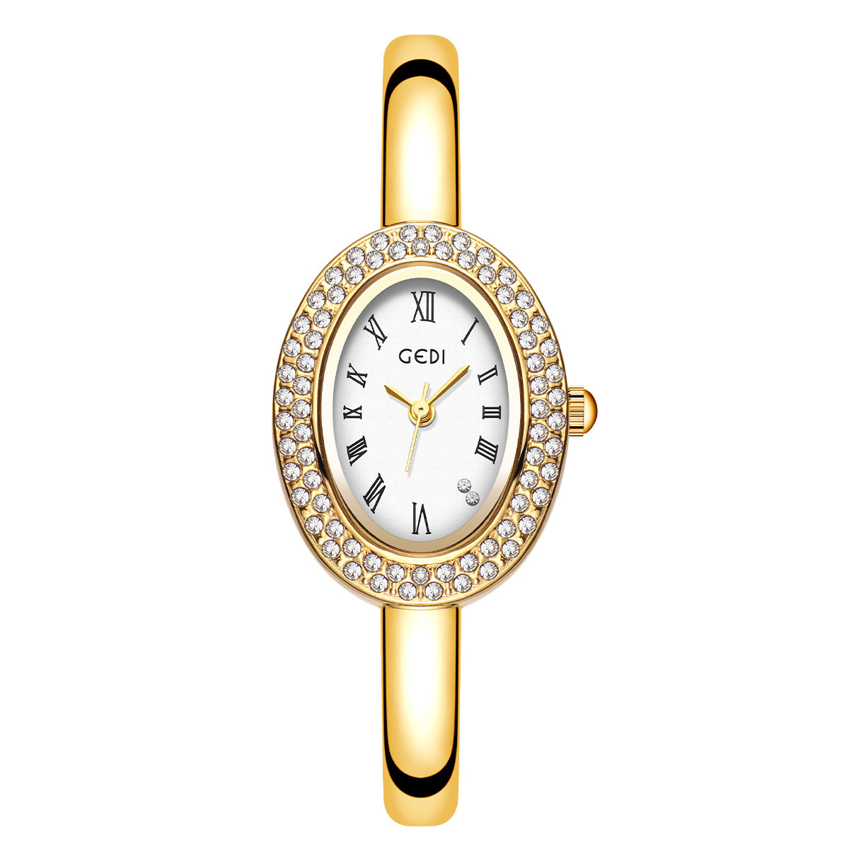 Oval Roman Crystal Bezel Bangle Watch