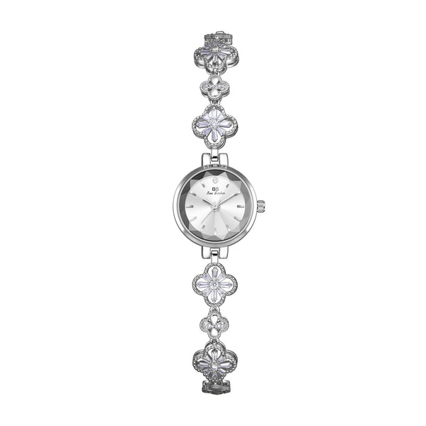 Round Minimal Dial Floral Crystal Watch
