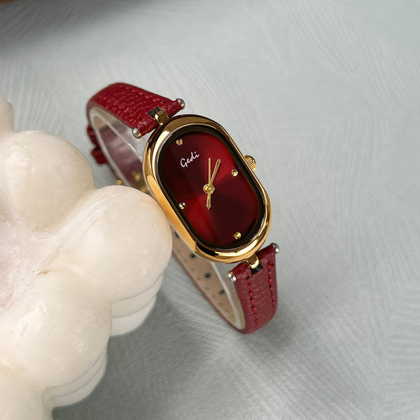 Oval Minimal Dial Slim Strap Watch