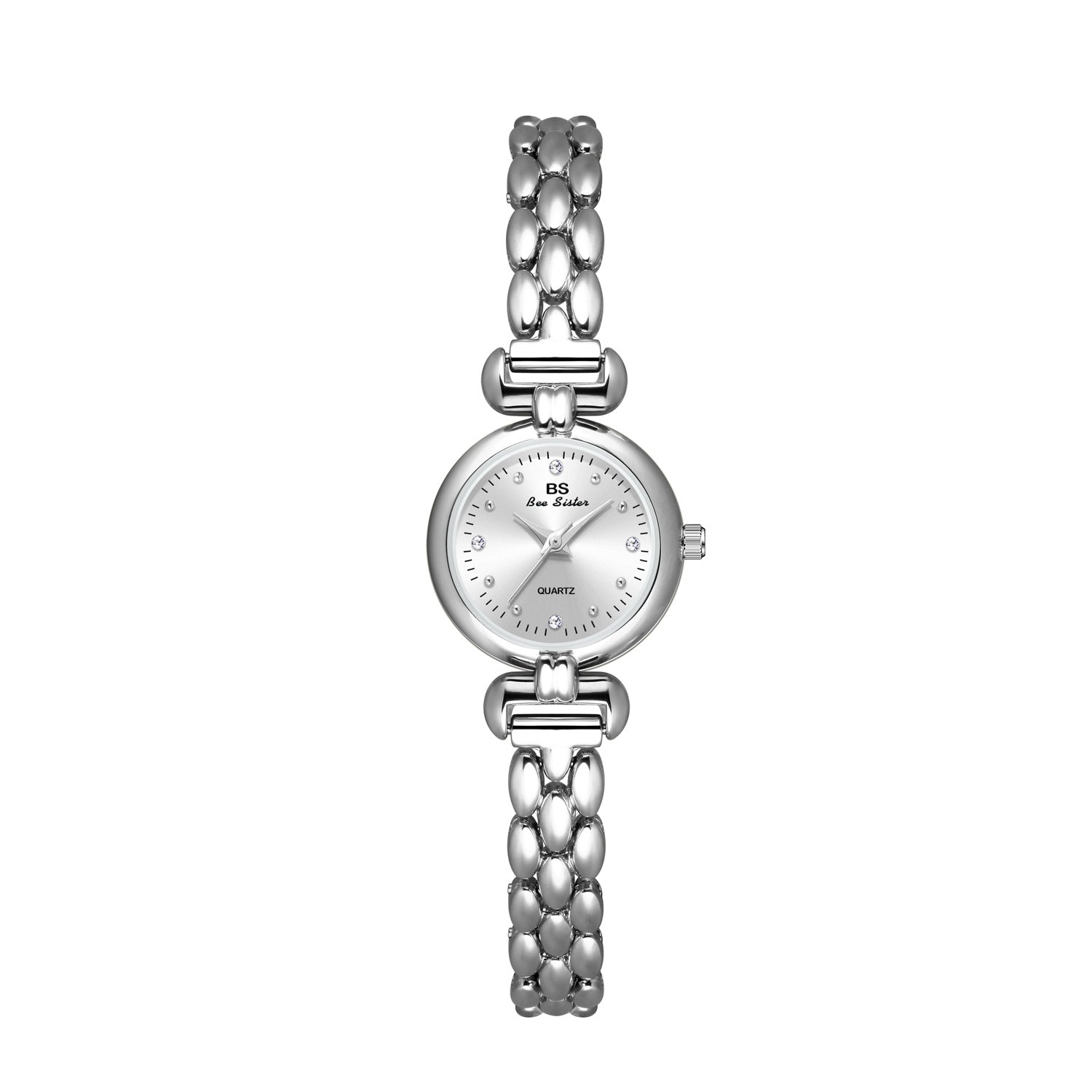 Round Crystal Dial Link Bracelet Watch