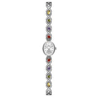 Oval Dial Multi-Gemstone Link Watch