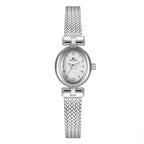 Oval Dial Diamond Accented Link Bracelet Watch