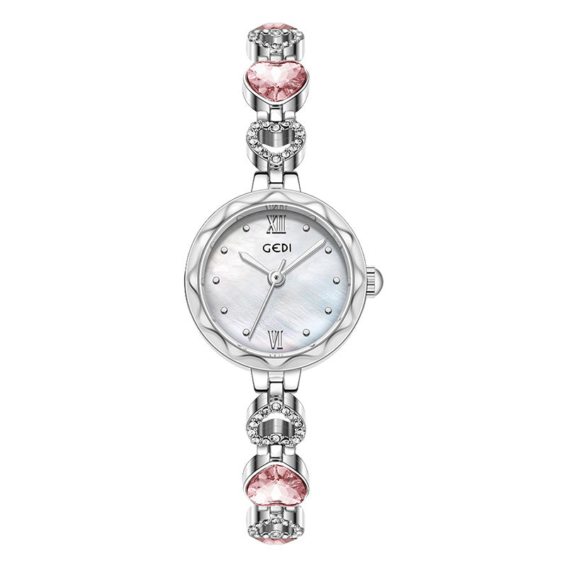 Fluted Bezel Crystal Link Bracelet Watch