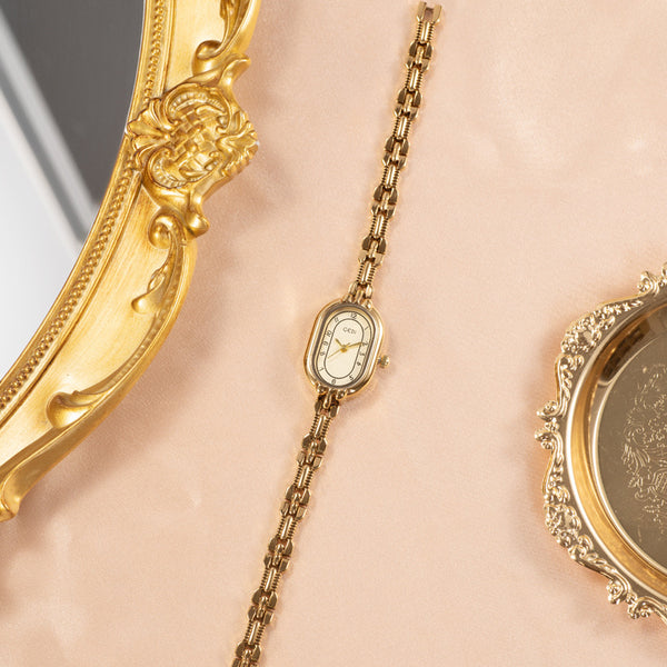 Oval Numeric Dial Link Bracelet Watch