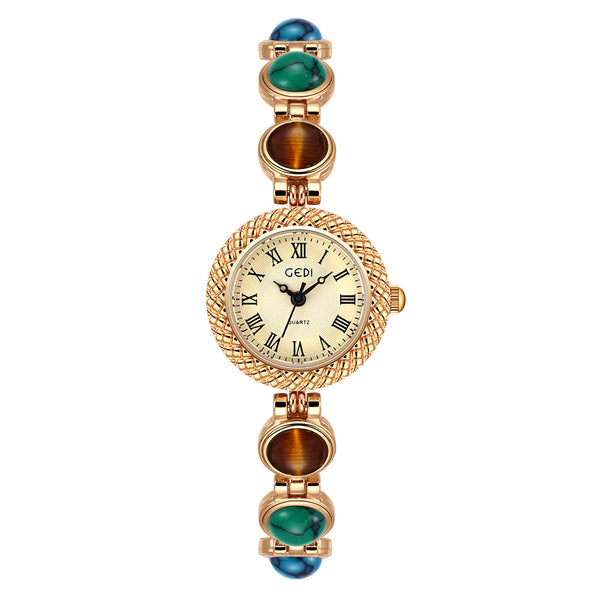 Textured Bezel Roman Dial Pearl Watch
