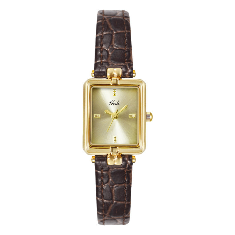Square Minimal Dial Textured Strap Watch