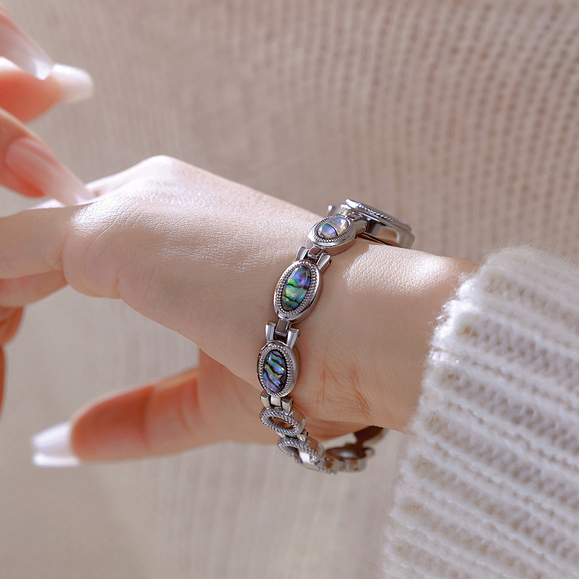 Oval Dial Green Gemstone Link Bracelet Watch