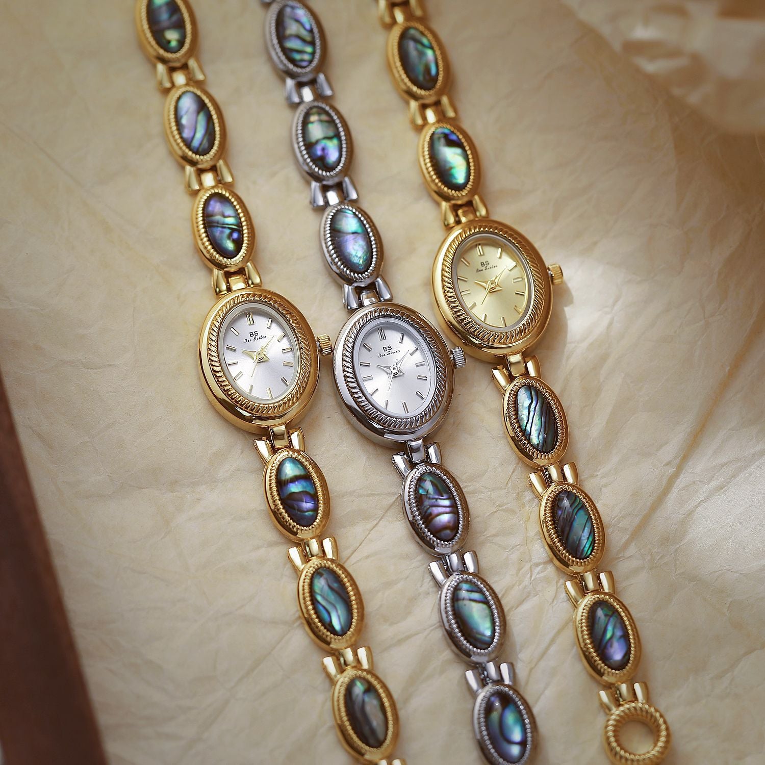 Oval Dial Green Gemstone Link Bracelet Watch