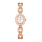 Oval Dial Pearl Link Bracelet Watch