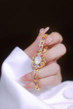 Oval Multi-Gemstone Bezel Bracelet Watch