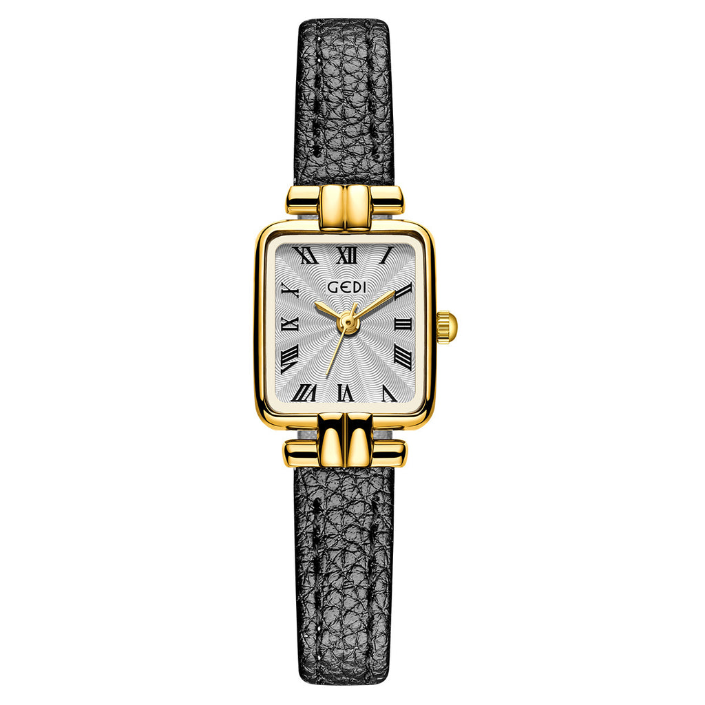 Square Roman Textured Dial Strap Watch