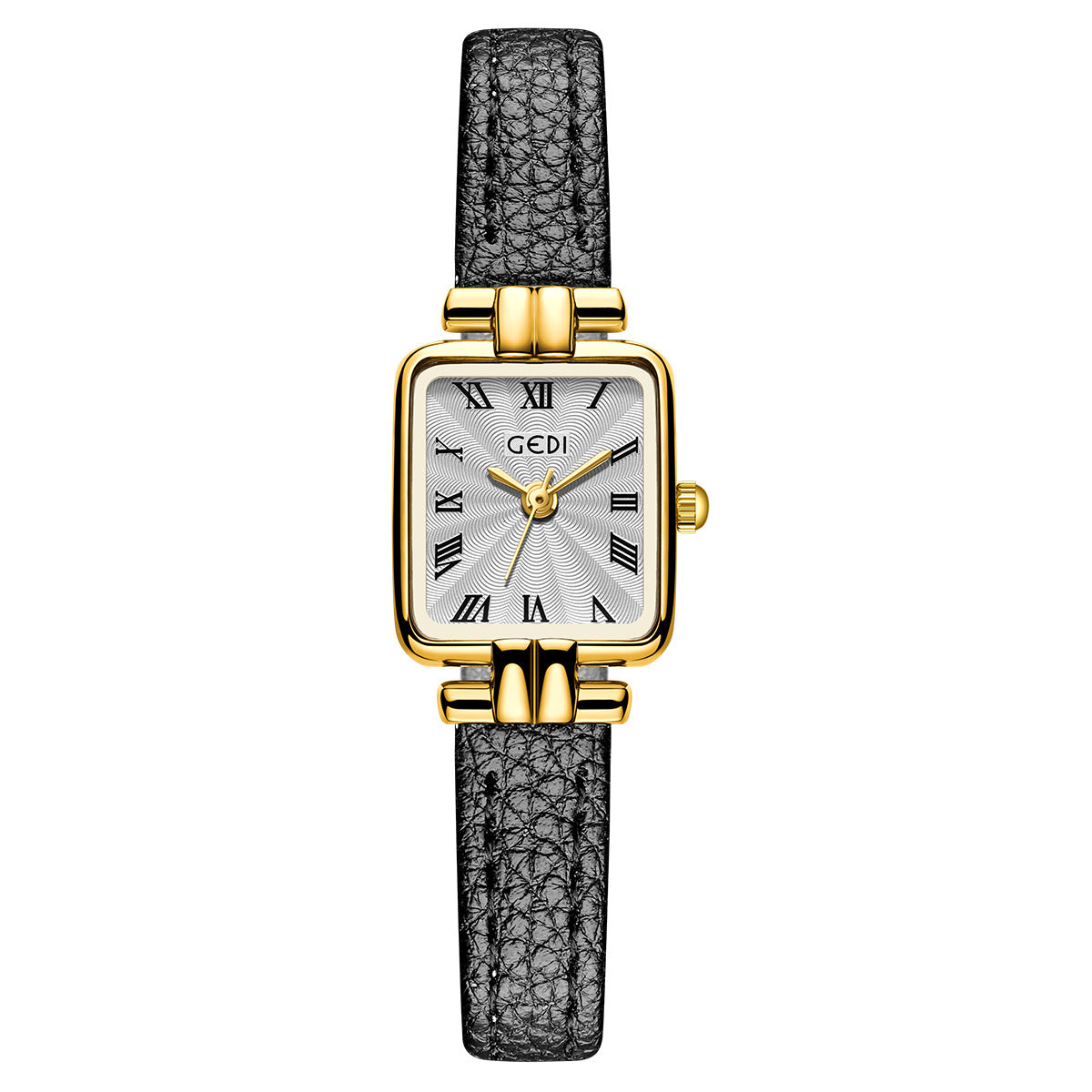 Square Roman Textured Dial Strap Watch