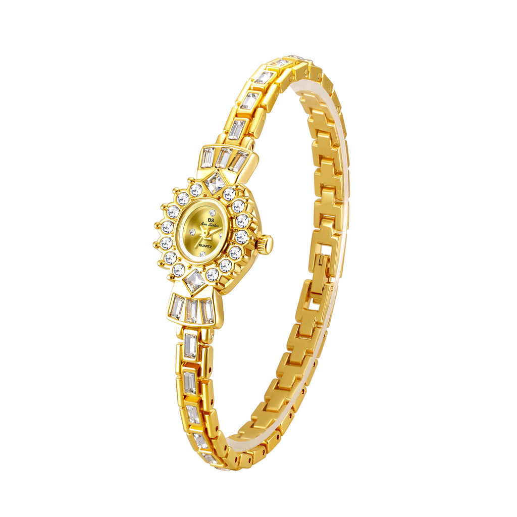 Crystal Flower Dial Link Bracelet Watch