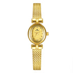 Oval Dial Diamond Accented Link Bracelet Watch