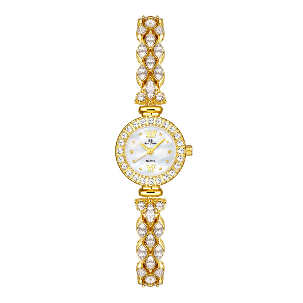 Luxury Quartz Watch with Crystal Embellishments
