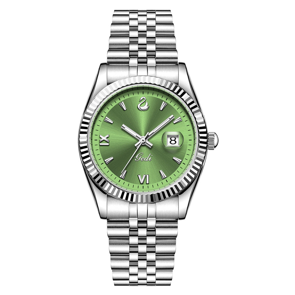 Fluted Bezel Date Dial Bracelet Watch