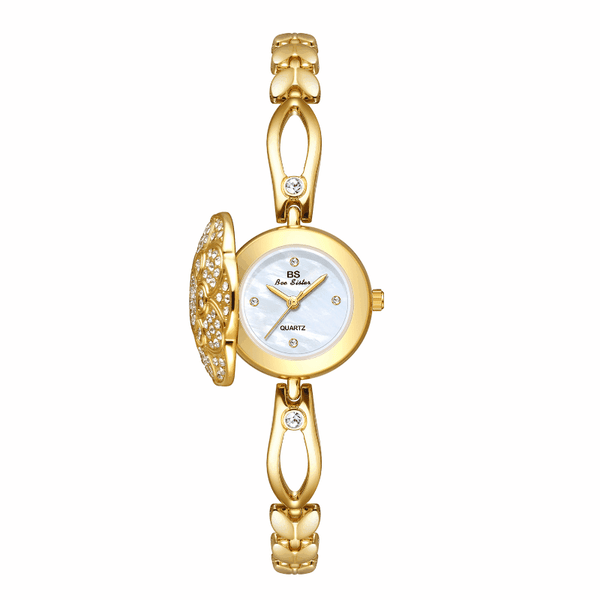 Floral Crystal Dial Link Watch