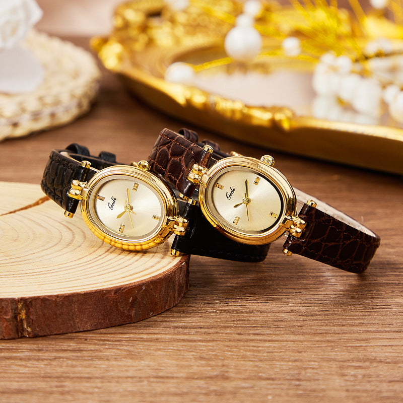Oval Minimal Dial Classic Strap Watch