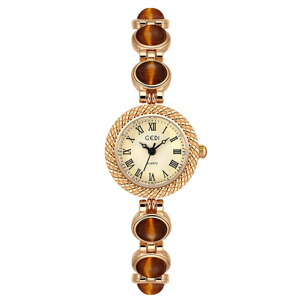 Textured Bezel Roman Dial Pearl Watch