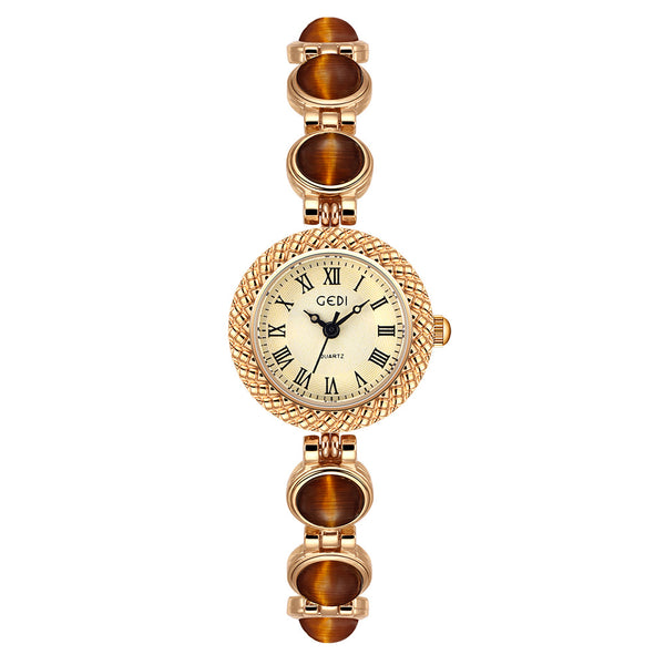 Textured Bezel Roman Dial Pearl Watch