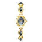 Oval Dial Gemstone Link Bracelet Watch