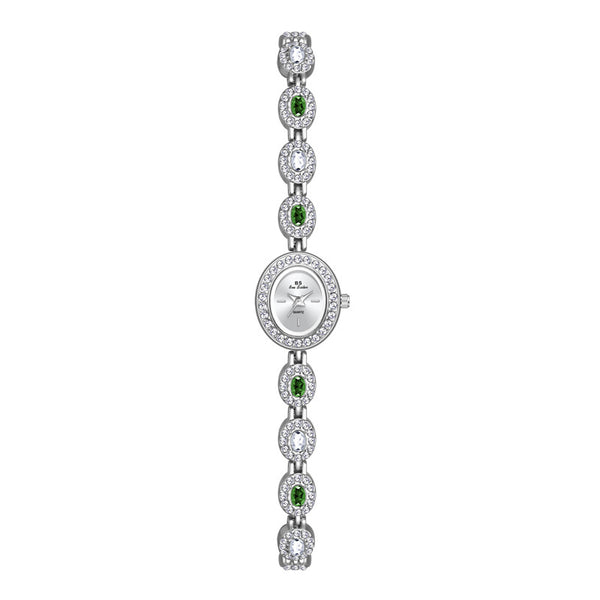Oval Gemstone Crystal Link Bracelet Watch