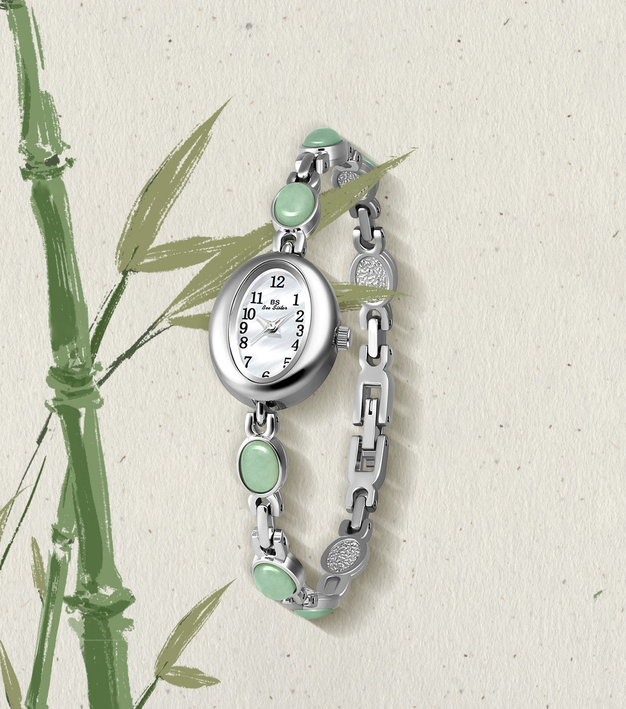 Sophisticated Oval Dial Stone Quartz Watch