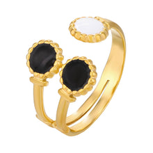 Noir & Blanc Elegance Adjustable Ring