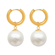 Classic Gold Hoop Pearl Drop Earrings
