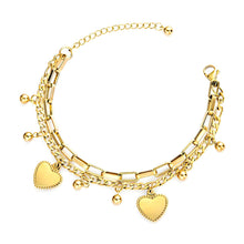 Amora Double Chain Heart Charm Bracelet