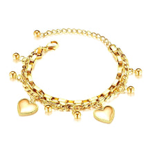 Amora Double Chain Heart Charm Bracelet