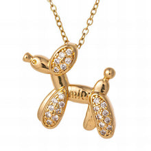 Golden Balloon Dog Necklace with Crystal Accents