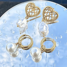 Classic Gold Hoop Pearl Drop Earrings