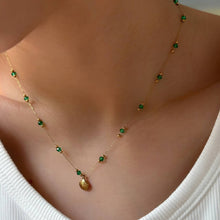 Golden Tides Shell Necklace with Emerald Beads