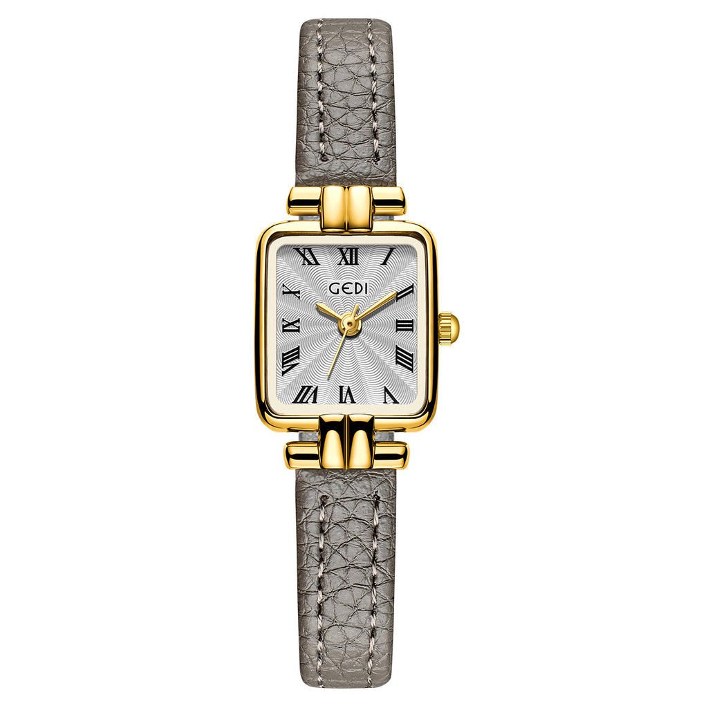 Square Roman Textured Dial Strap Watch