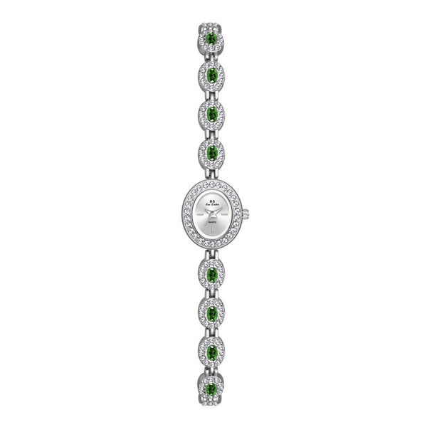 Oval Gemstone Crystal Link Bracelet Watch