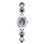 Oval Dial Gemstone Link Bracelet Watch