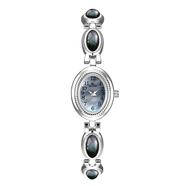 Oval Dial Gemstone Link Bracelet Watch
