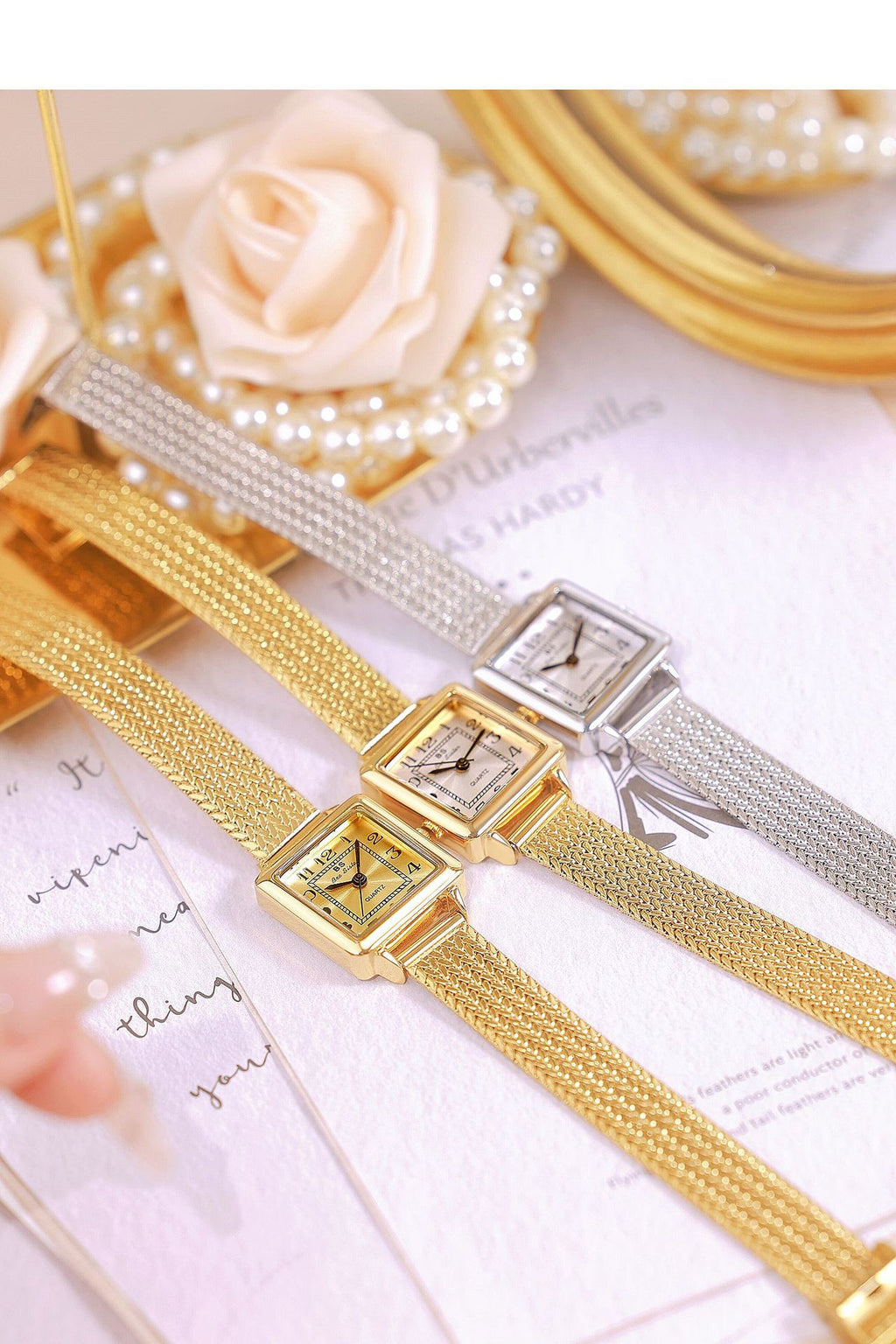The Square Dial Mesh Bracelet Watch
