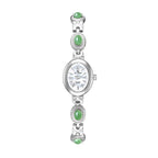 Oval Dial Gemstone Link Bracelet Watch