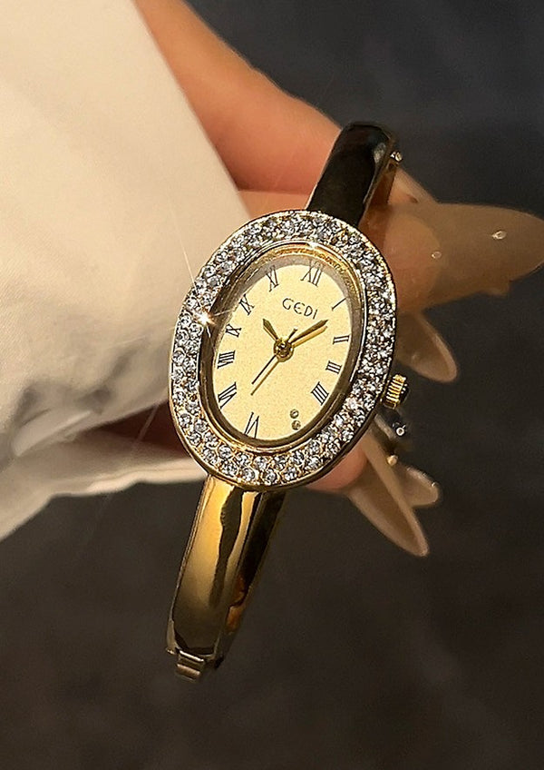 Oval Roman Crystal Bezel Bangle Watch