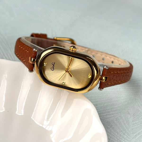 Oval Minimal Dial Slim Strap Watch