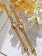 Oval Dial Diamond Accented Link Bracelet Watch