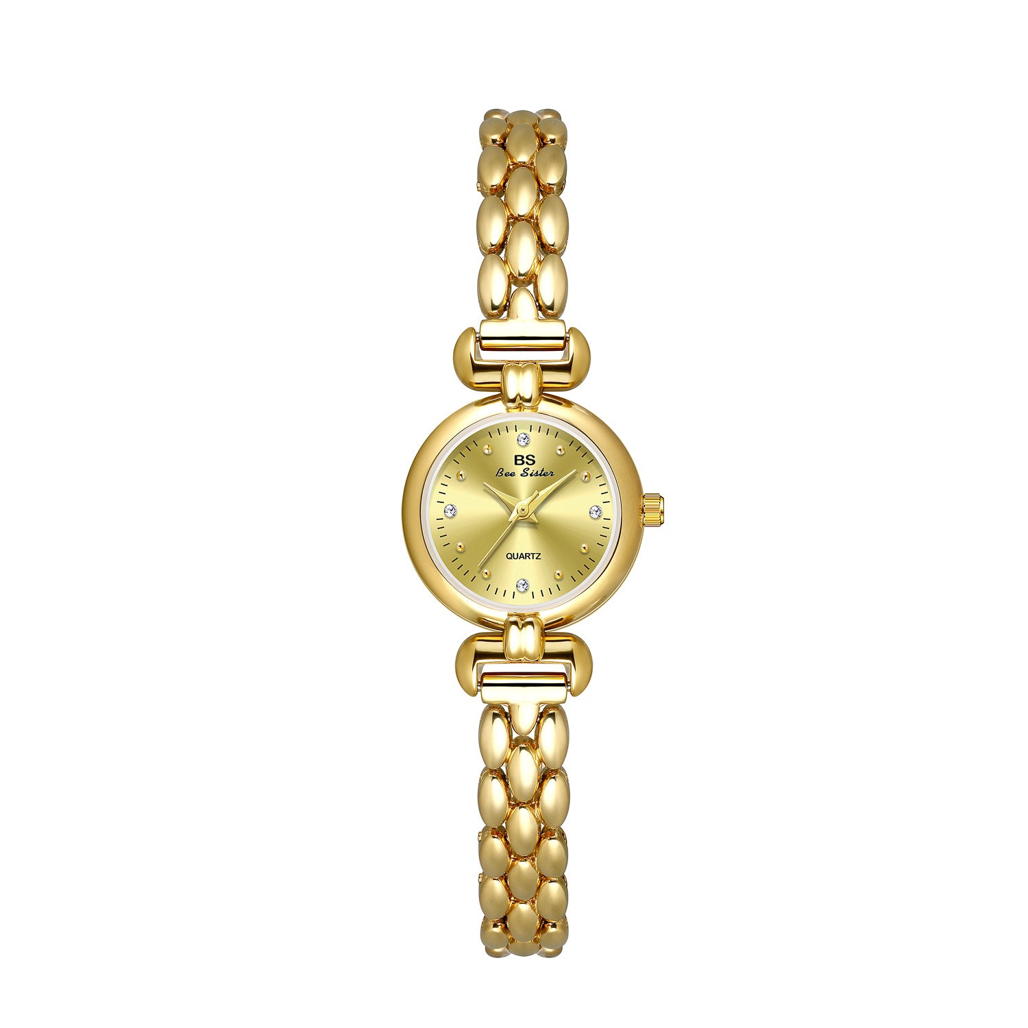 Round Crystal Dial Link Bracelet Watch