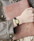 Square Minimal Dial Textured Strap Watch